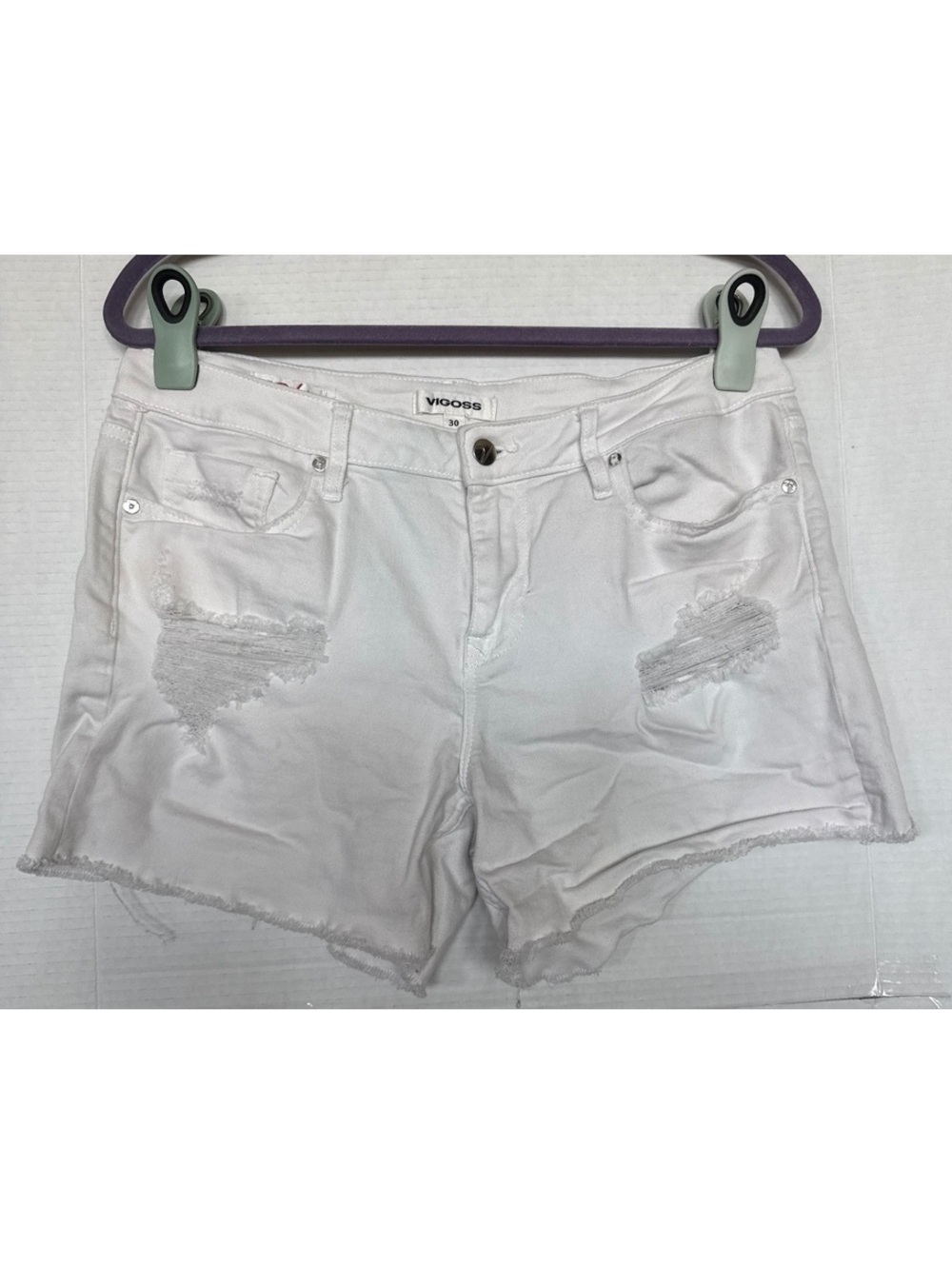 Vigoss Marley Short White Distressed Denim Shorts Size 30